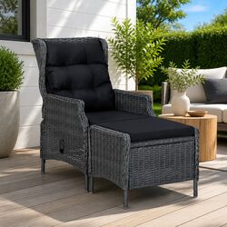Durable Reclining Garden Chair with Footstool