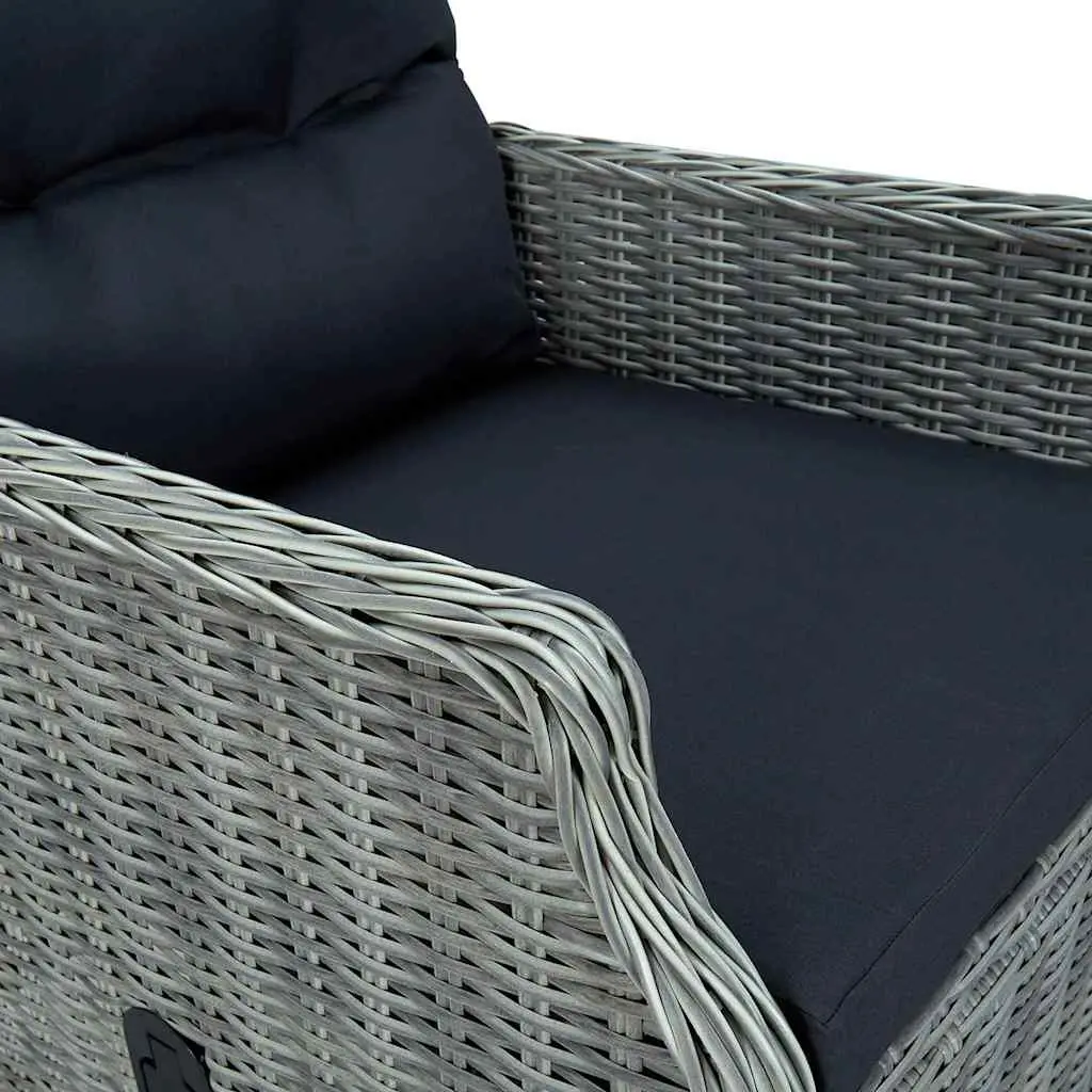 Reclining Garden Chair Poly Rattan Grey with Footstool