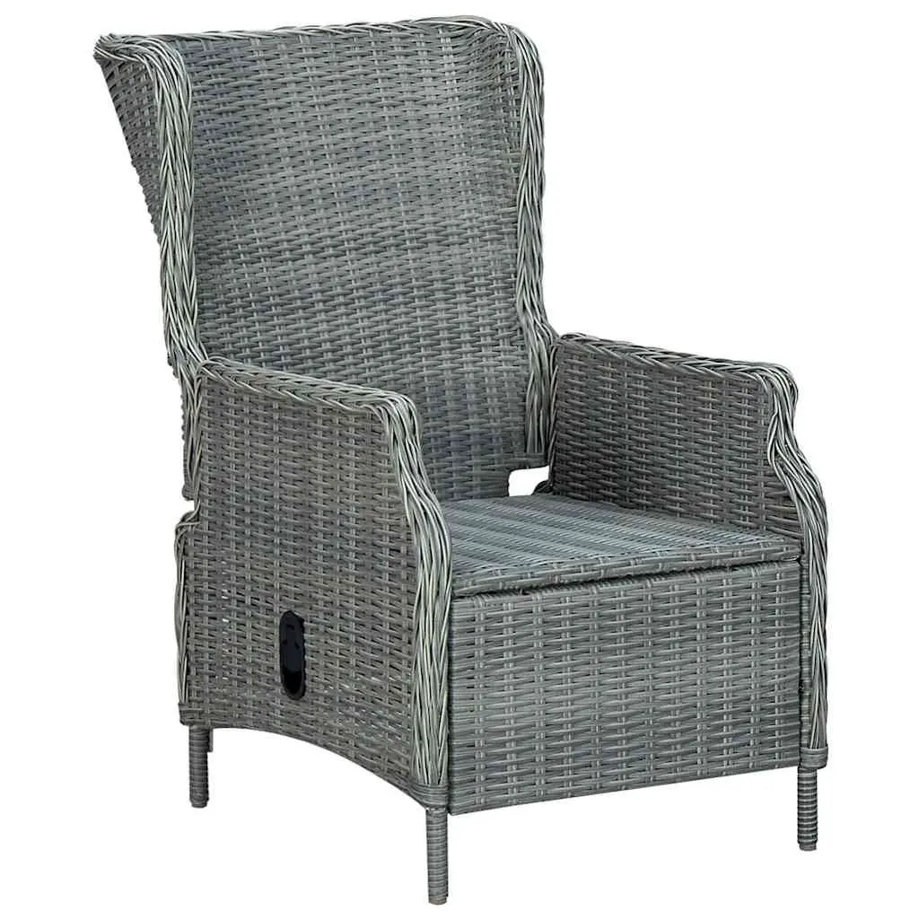 Reclining Garden Chair Poly Rattan Grey with Footstool
