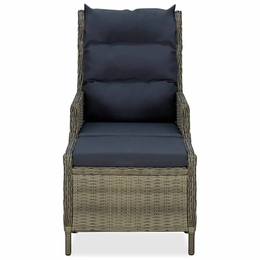 Reclining Garden Chair with Footstool in Brown
