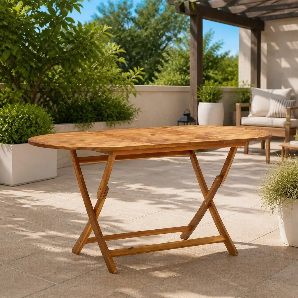 Folding Garden Dining Table 160x85x75cm Brown