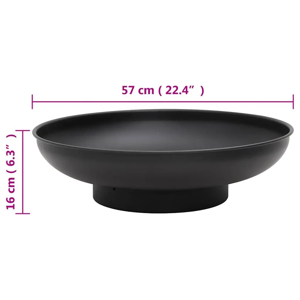 Outdoor Fire Pit Steel 57cm Black Bowl Heating Garden Patio