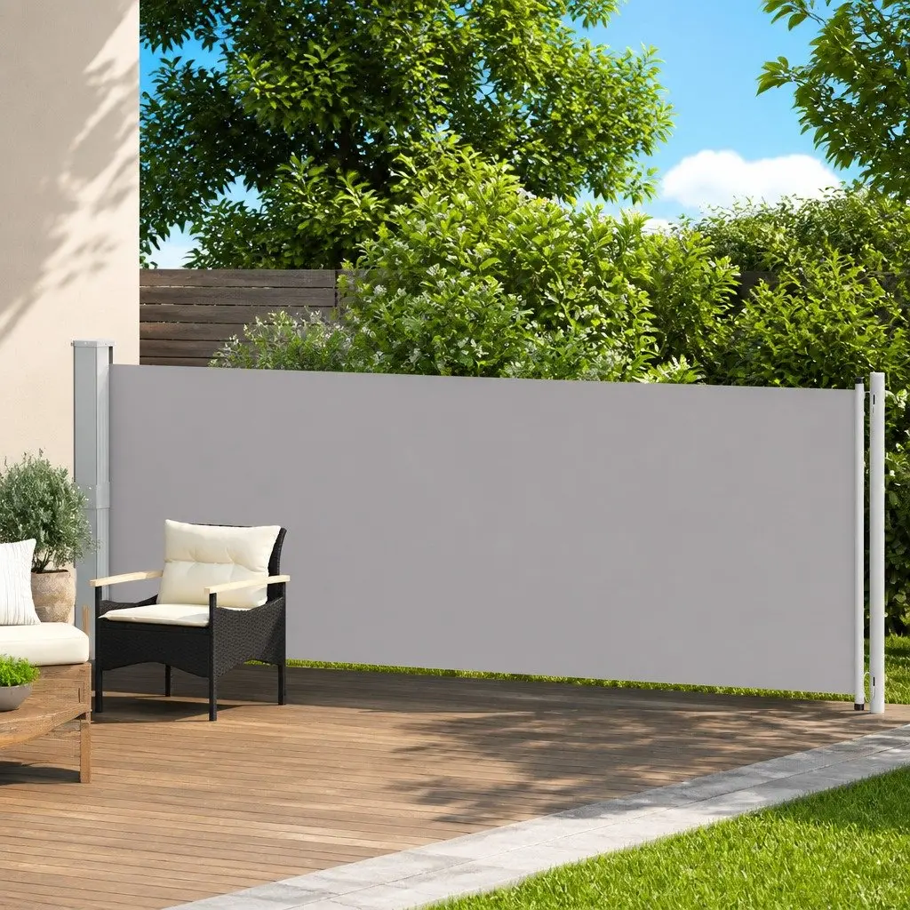 Grey Retractable Side Awning 140x600cm