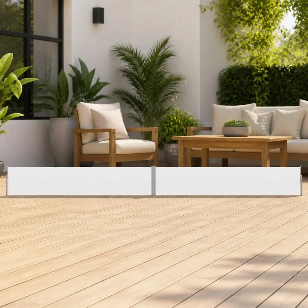 Cream Retractable Side Awning 140x1200cm