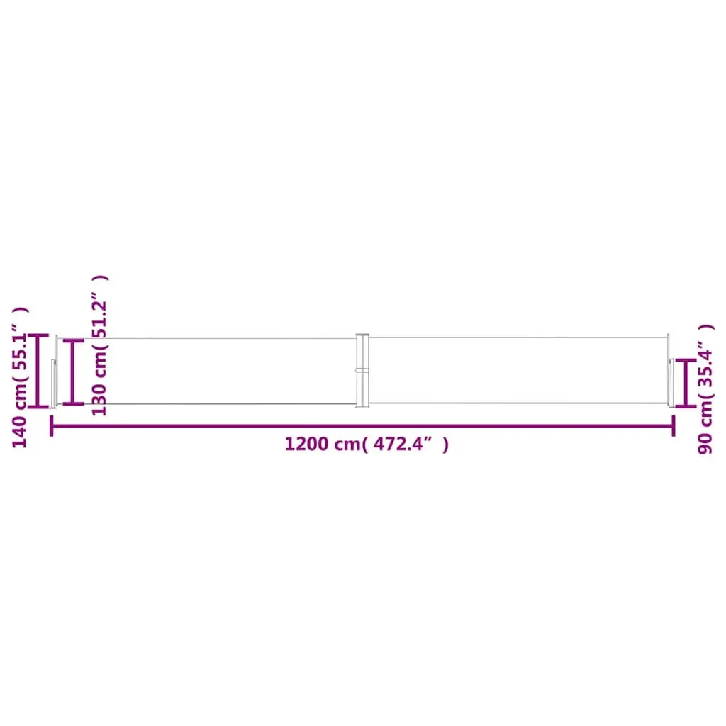 Cream Retractable Side Awning 140x1200cm