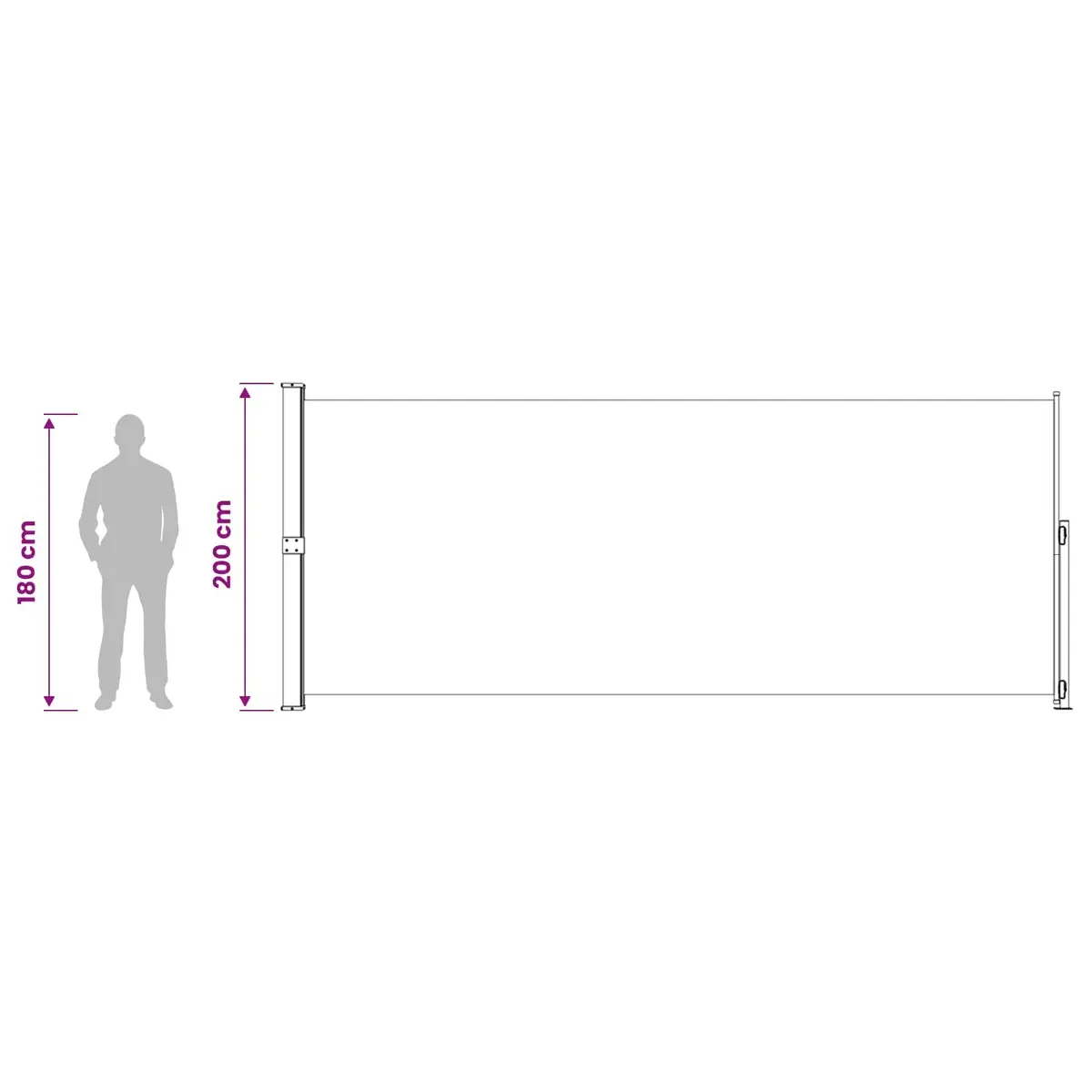 Retractable Side Awning Polyester 200x500cm Black