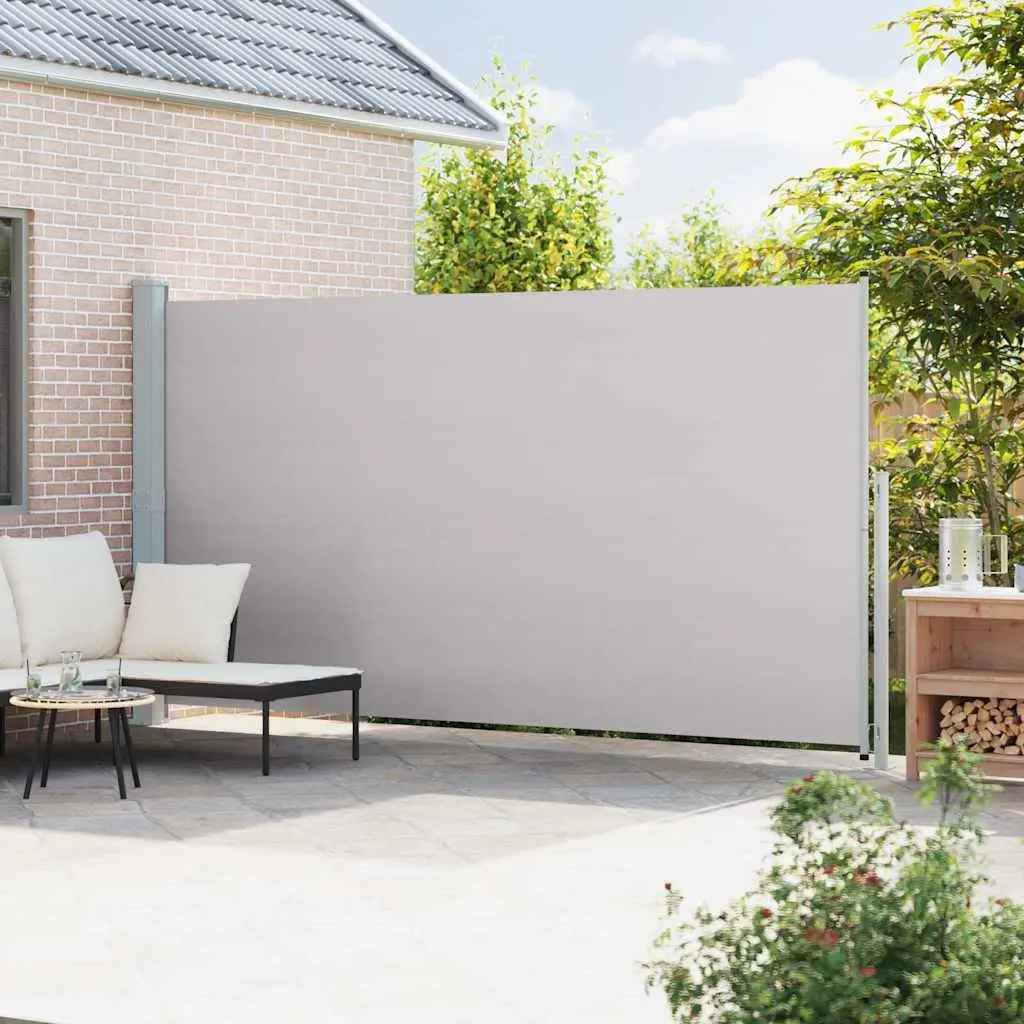 Retractable Side Awning Polyester 200x500cm Grey Outdoor Sunshade Privacy Screen