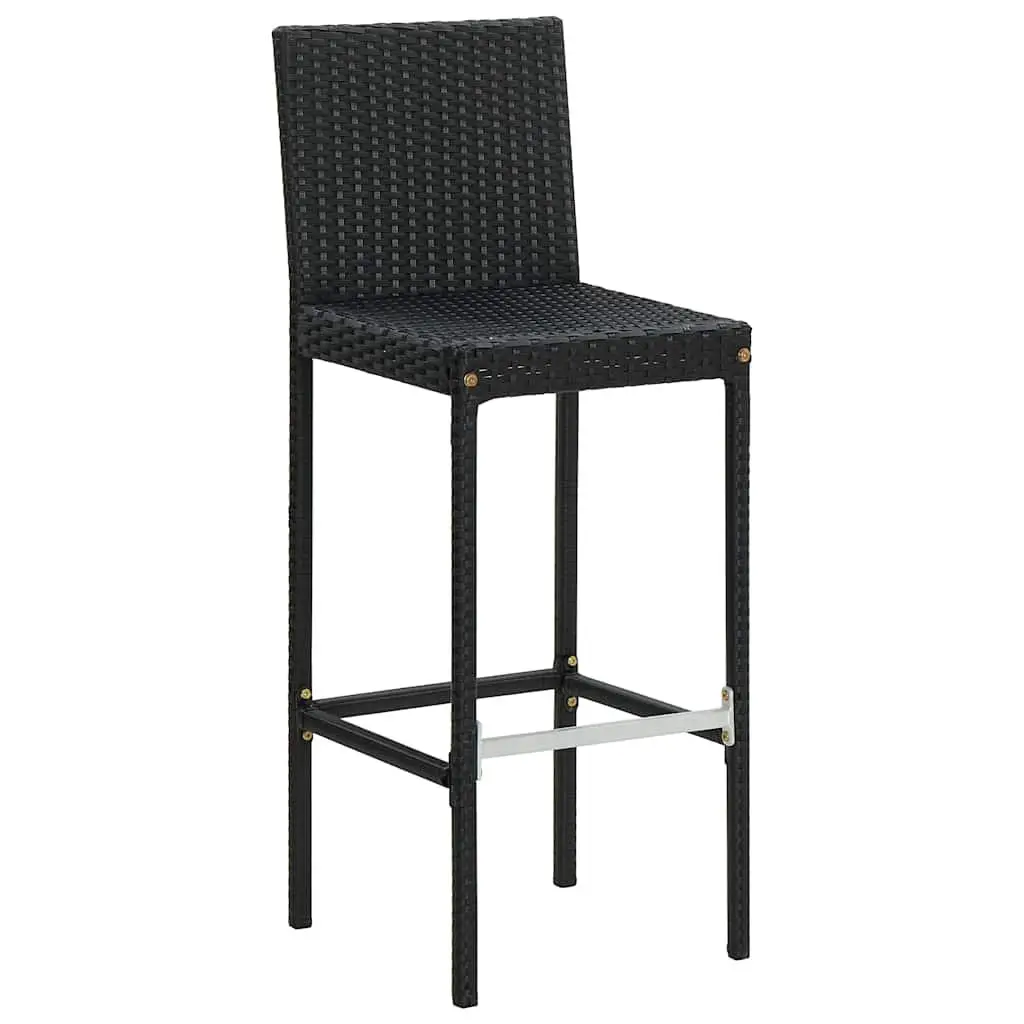Black Poly Rattan Bar Stools with Cushions