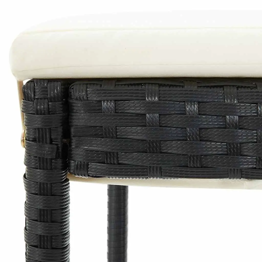 Black Poly Rattan Bar Stools with Cushions