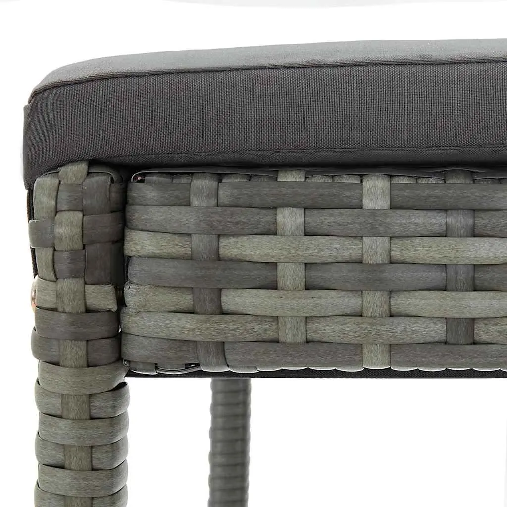 Bar Stools Set 2 pcs Steel Frame Poly Rattan Grey Cushioned