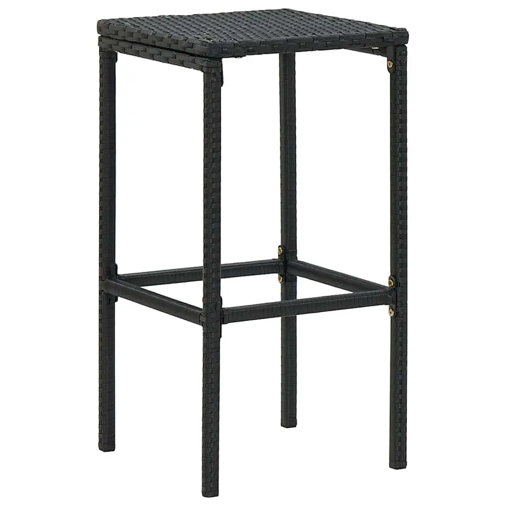 Set of 3 Black PE Rattan Bar Stools with Cushions