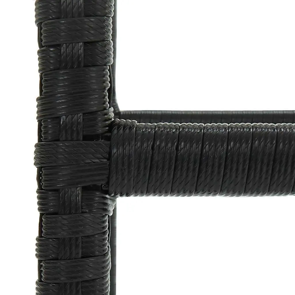 Set of 3 Black PE Rattan Bar Stools with Cushions