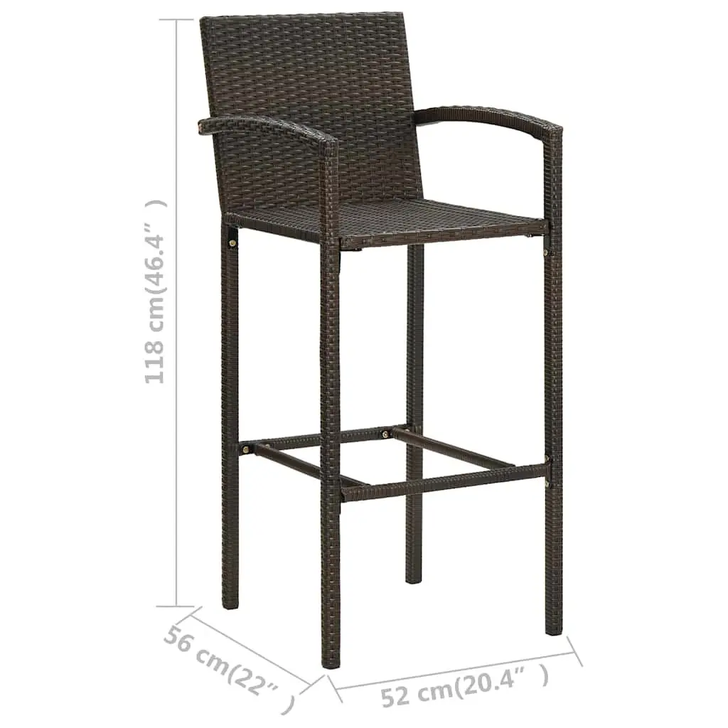 Outdoor Bar Stools 2-Pack Brown Rattan Seating