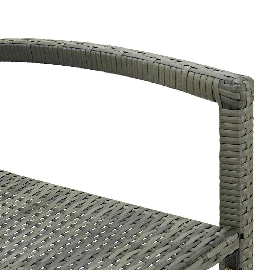Grey Rattan Outdoor Bar Stools 2 pcs Set