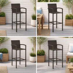 Set of 4 Premium Brown Bar Stools for Indoor/Outdoor Use