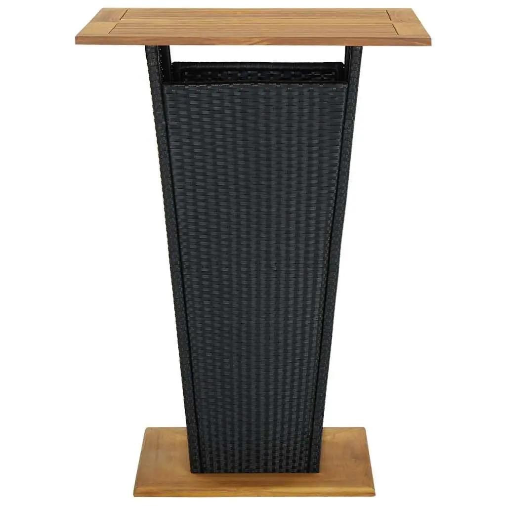 Black Outdoor Bar Table with Solid Acacia Top