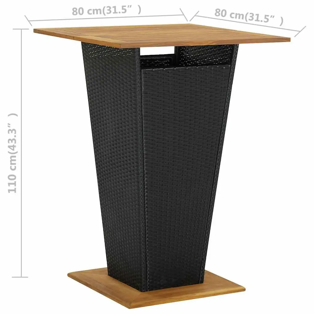 Black Outdoor Bar Table with Solid Acacia Top