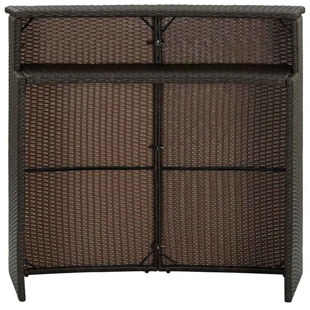 Outdoor Bar Table Powder-coated Steel 2-Tier Brown