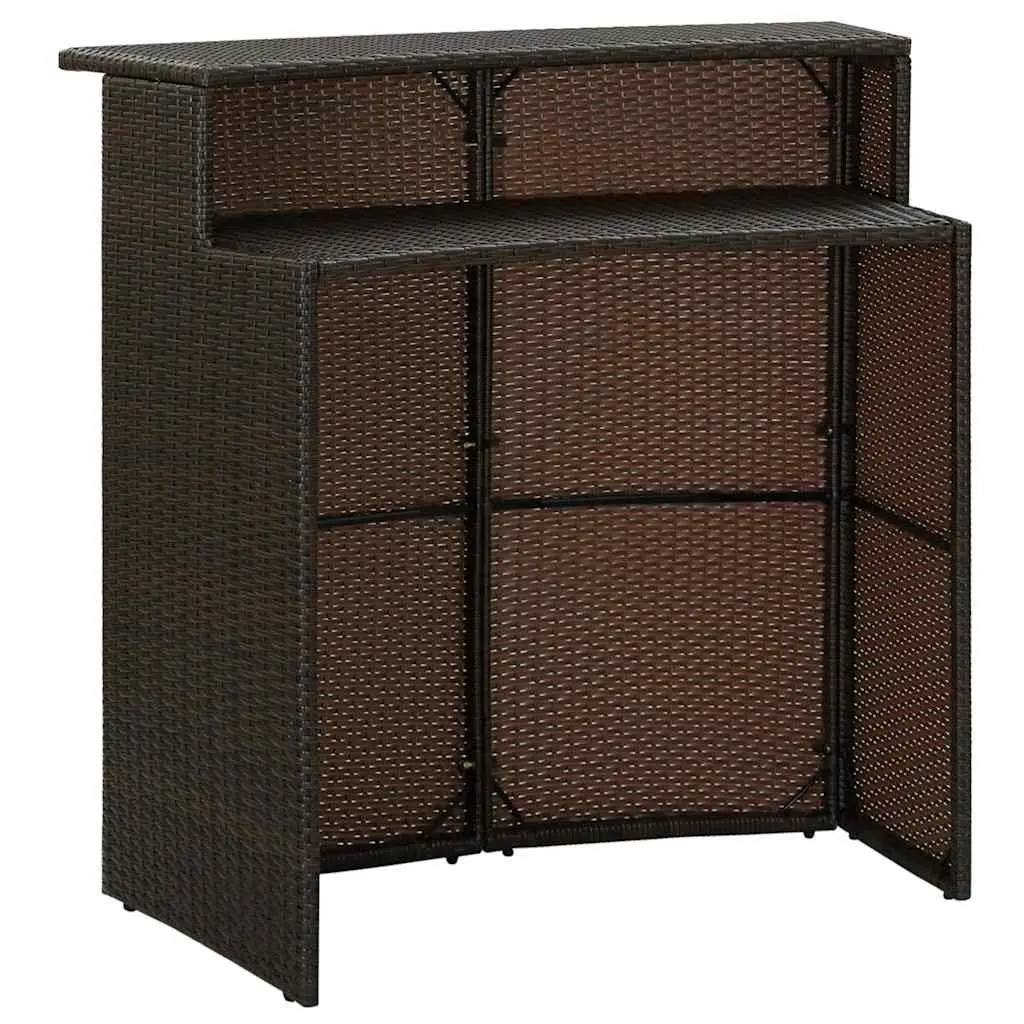 Outdoor Bar Table Powder-coated Steel 2-Tier Brown