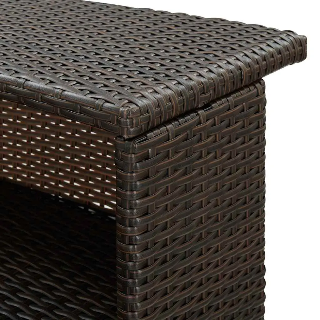 Outdoor Bar Table Powder-coated Steel 2-Tier Brown