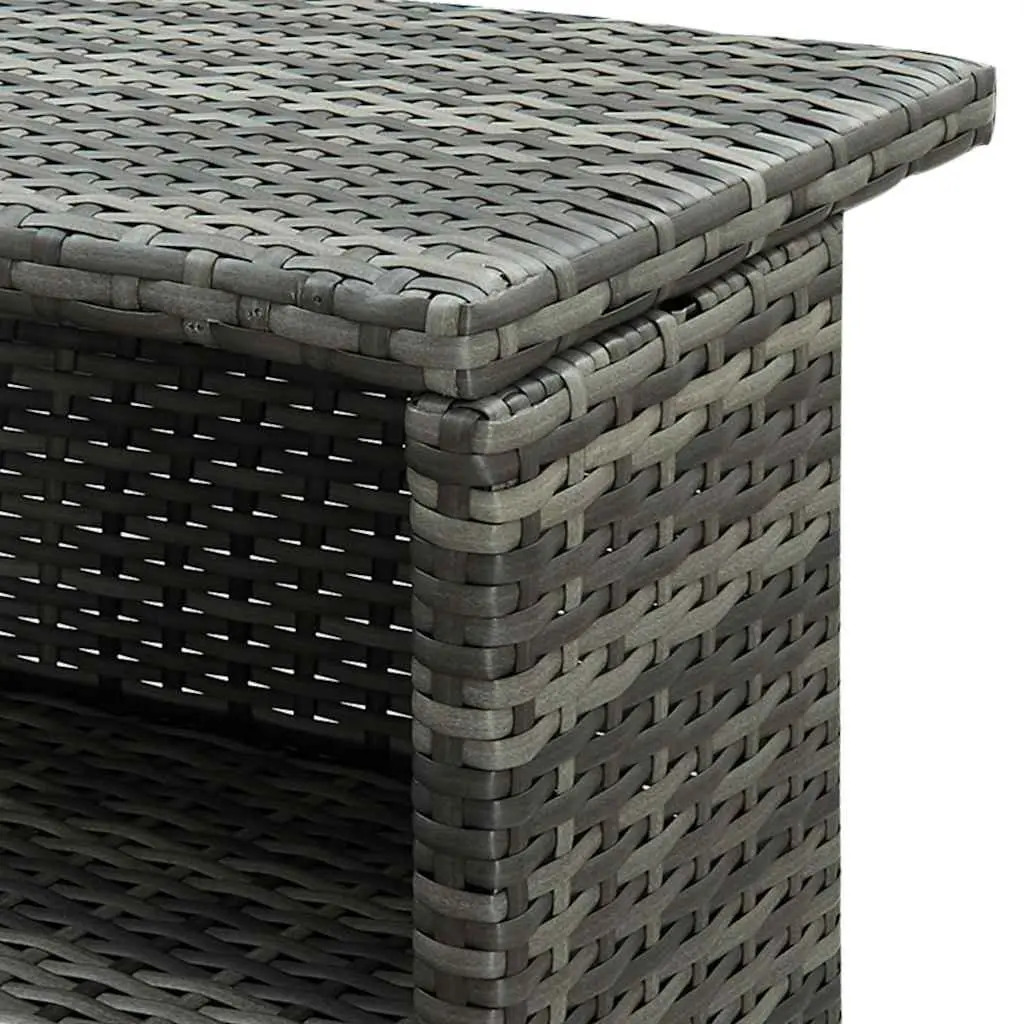 Grey Outdoor Bar Table 2-Tier Counter Height Garden Pub Furniture PE Rattan