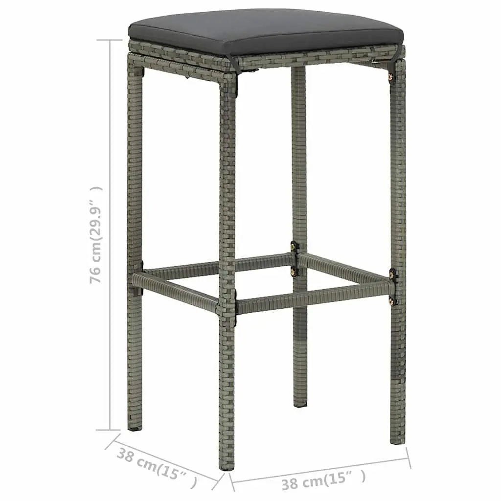 Grey Poly Rattan Bistro Table and Stool Set