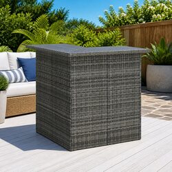 Durable Grey Corner Bar Table with Storage Shelves