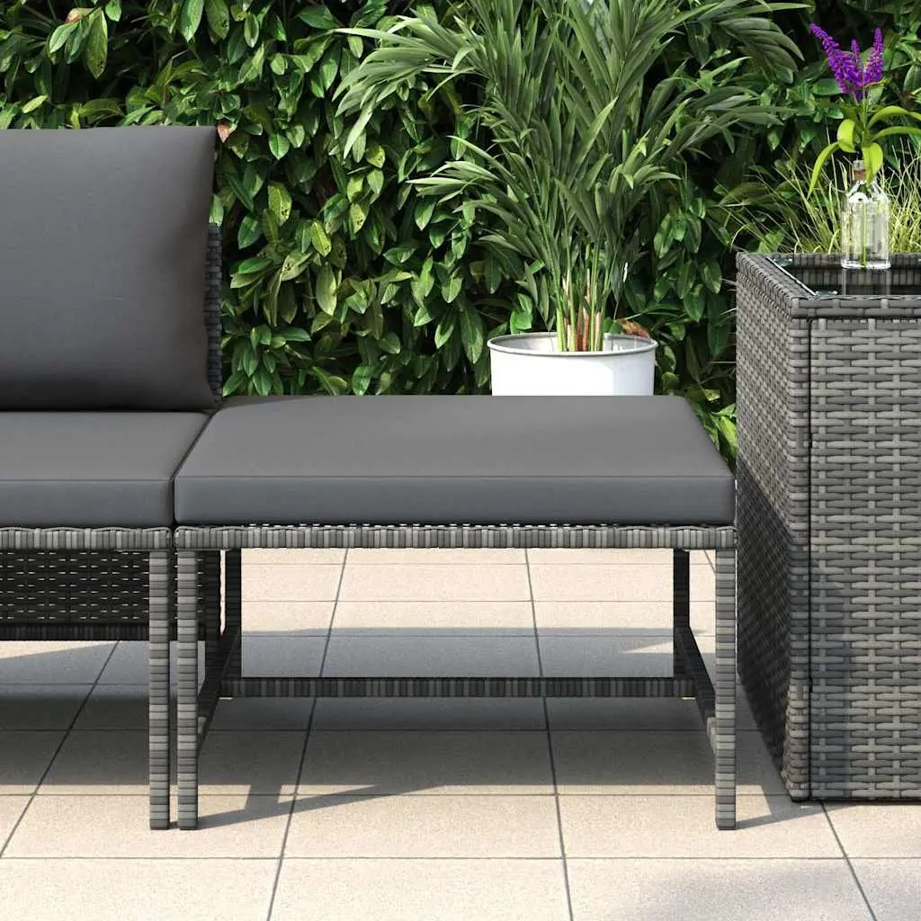 Outdoor Footrest Ottoman PE Rattan Grey with Removable Cushion