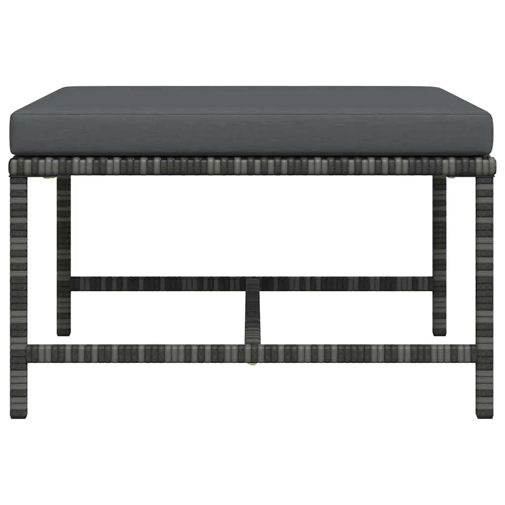 Outdoor Footrest Ottoman PE Rattan Grey with Removable Cushion