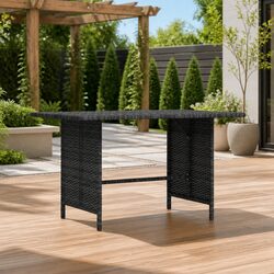 Stylish Grey Poly Rattan Dining Table for Outdoor Spaces