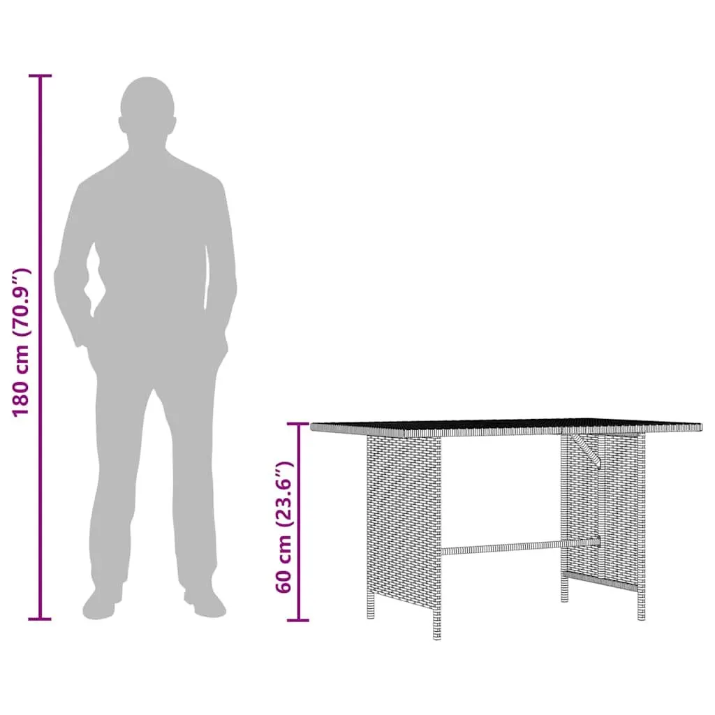 Grey Poly Rattan Dining Table for Outdoor Spaces