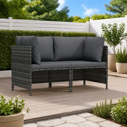 Durable 2-Seater Garden Sofa with Cushions in Grey