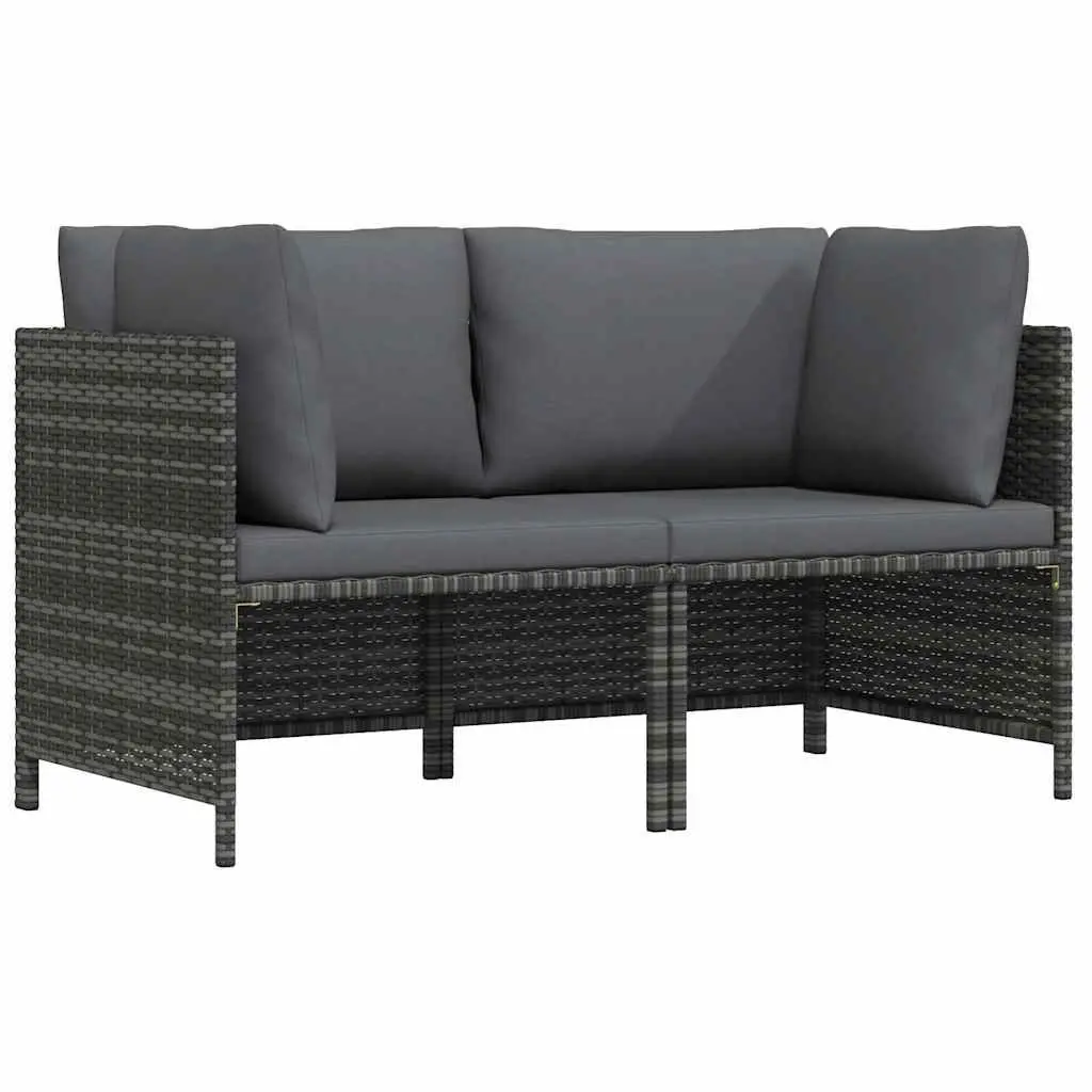 2-Seater Garden Sofa PE Rattan Powder-coated Steel Grey