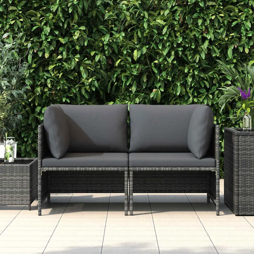 2-Seater Garden Sofa PE Rattan Powder-coated Steel Grey