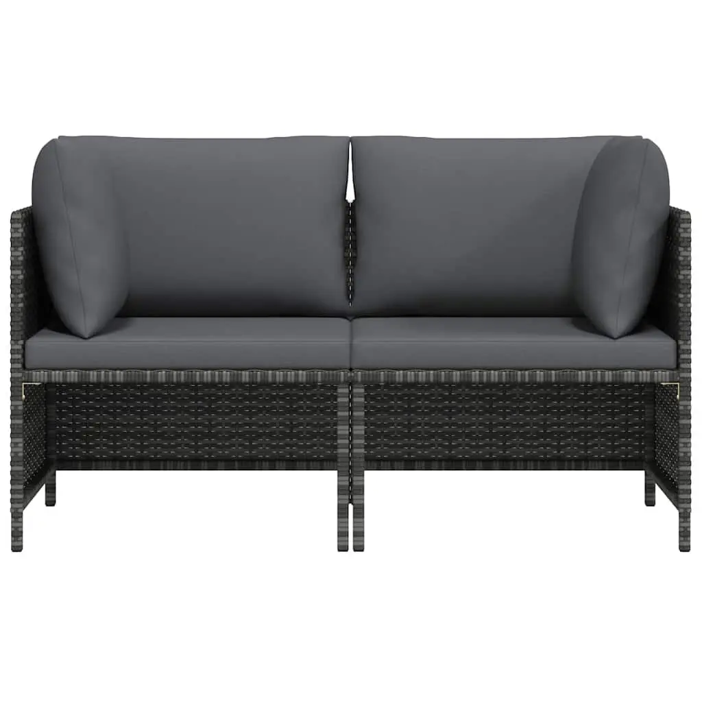 2-Seater Garden Sofa PE Rattan Powder-coated Steel Grey