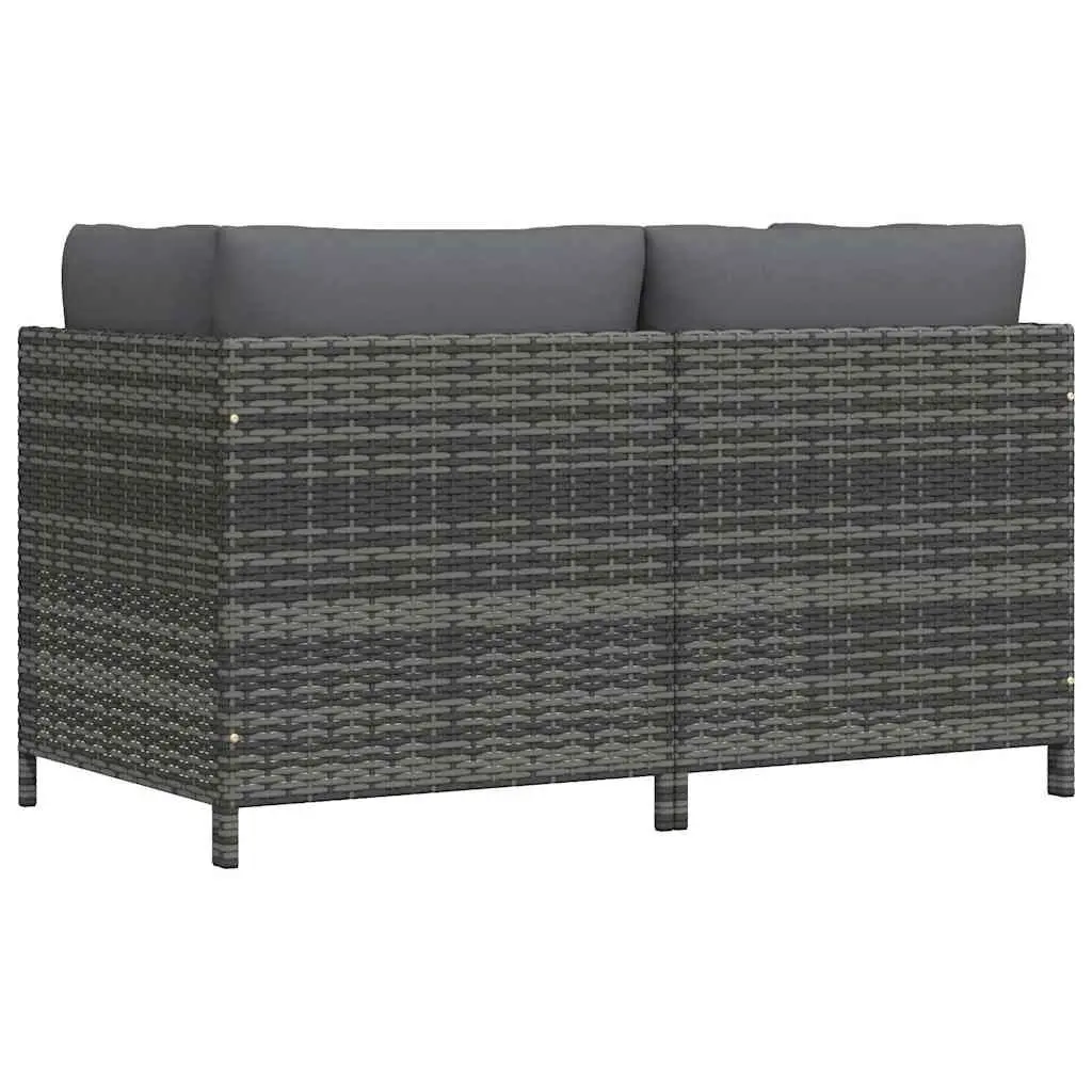 2-Seater Garden Sofa PE Rattan Powder-coated Steel Grey