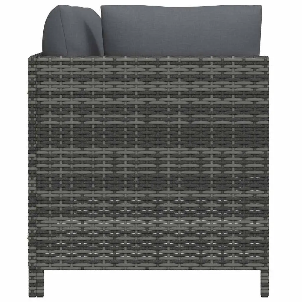 2-Seater Garden Sofa PE Rattan Powder-coated Steel Grey