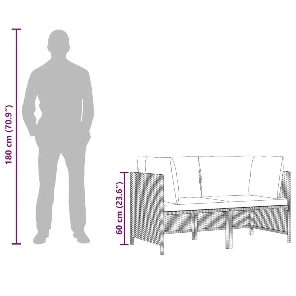 2-Seater Garden Sofa PE Rattan Powder-coated Steel Grey