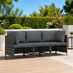 Durable 3-Seater Garden Sofa with PE Rattan and Steel Frame