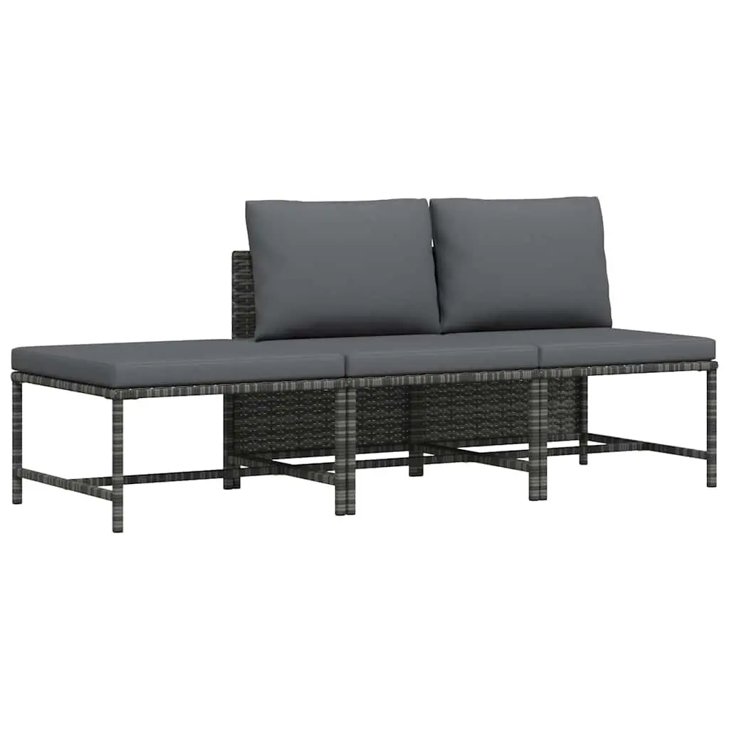 Grey Poly Rattan 3 Piece Outdoor Sofa Set