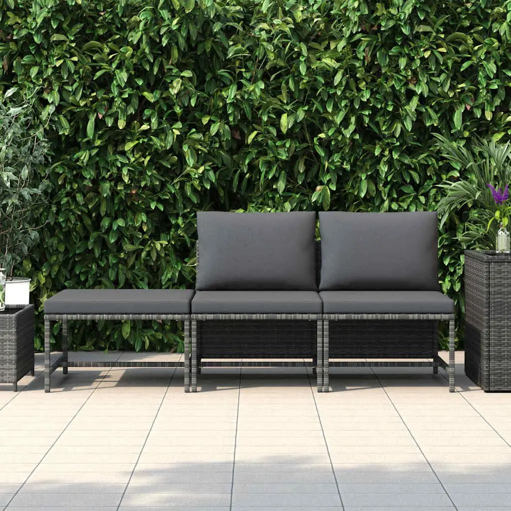 Grey Poly Rattan 3 Piece Outdoor Sofa Set