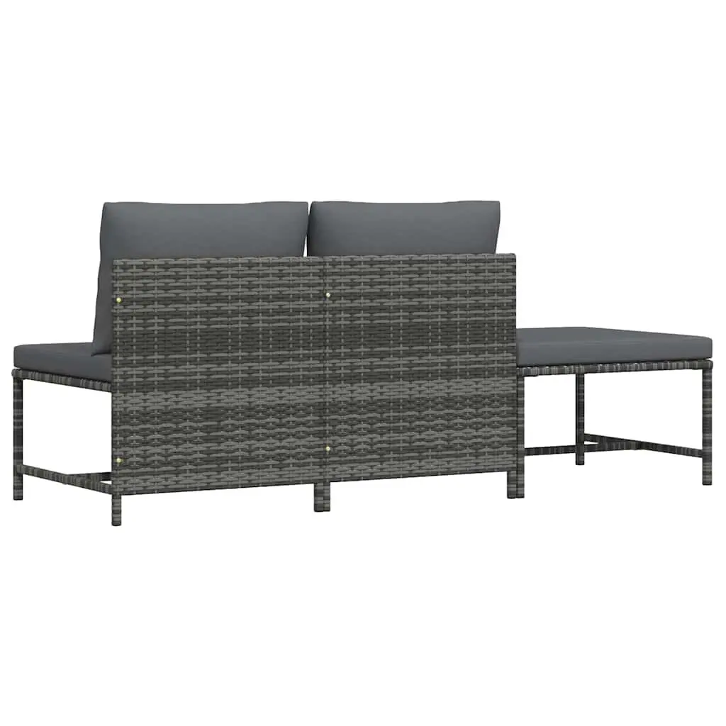 Grey Poly Rattan 3 Piece Outdoor Sofa Set
