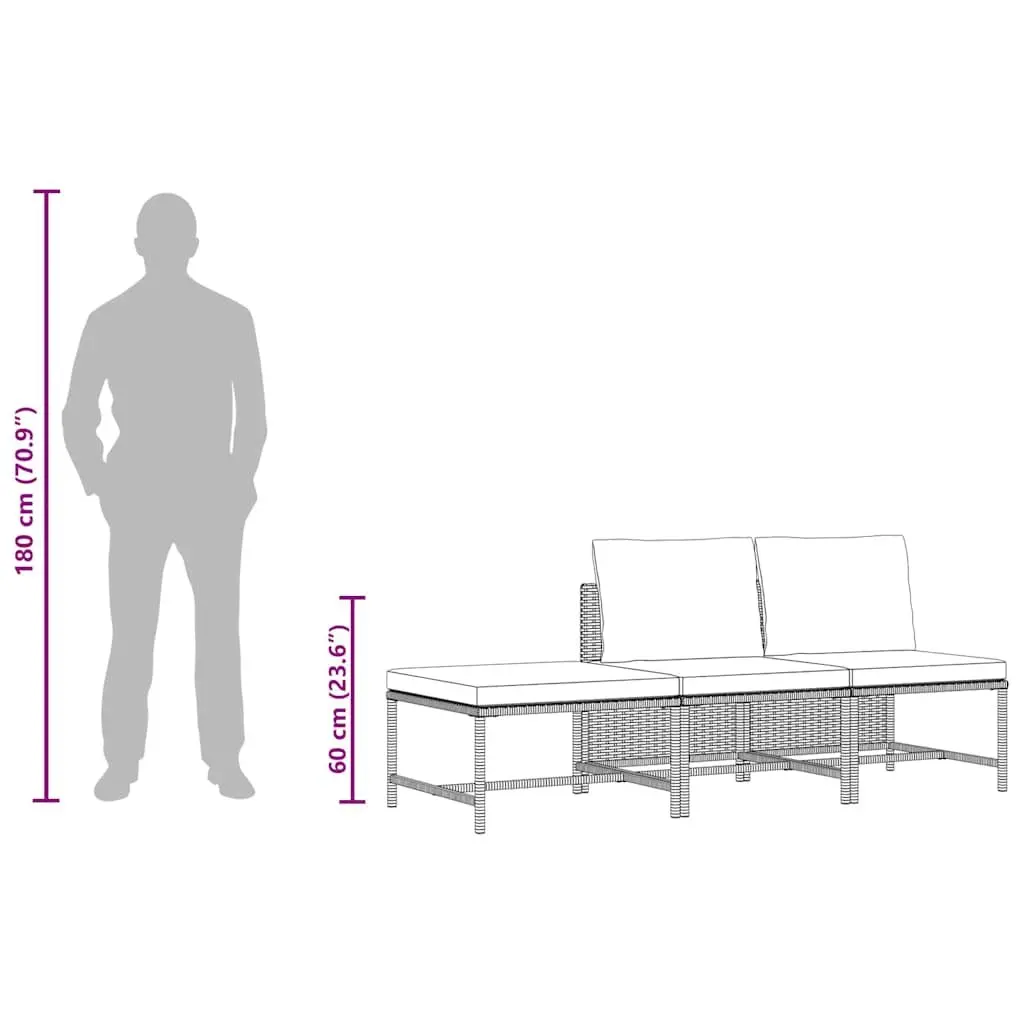 Grey Poly Rattan 3 Piece Outdoor Sofa Set