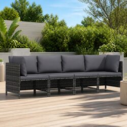 Premium 4-Seater Garden Sofa with Cushions - Grey Rattan