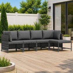 4-Piece Grey Rattan Outdoor Sectional Sofa Set