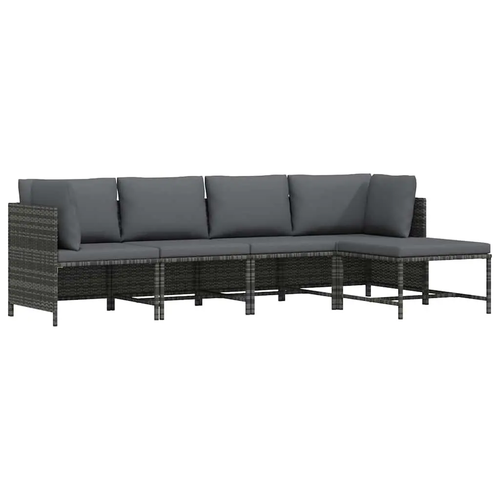 Garden Lounge Set Poly Rattan 4 Piece Outdoor Patio Sofa Set Grey