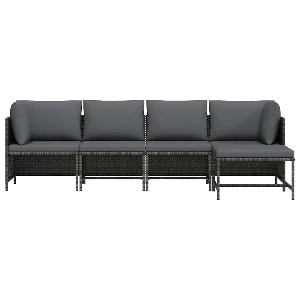 Garden Lounge Set Poly Rattan 4 Piece Outdoor Patio Sofa Set Grey