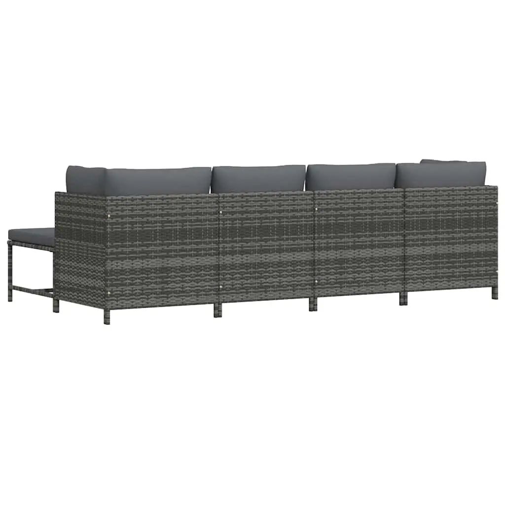 Garden Lounge Set Poly Rattan 4 Piece Outdoor Patio Sofa Set Grey