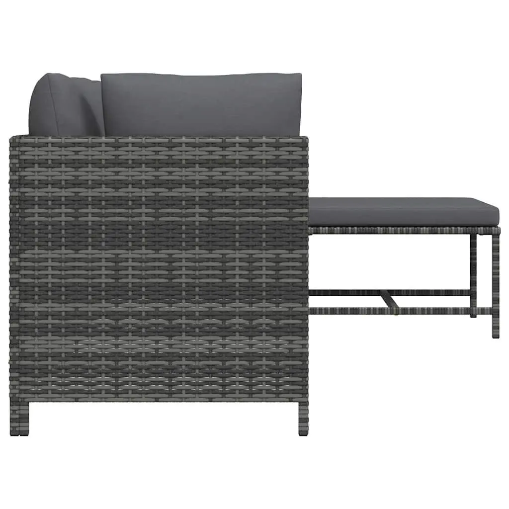 Garden Lounge Set Poly Rattan 4 Piece Outdoor Patio Sofa Set Grey