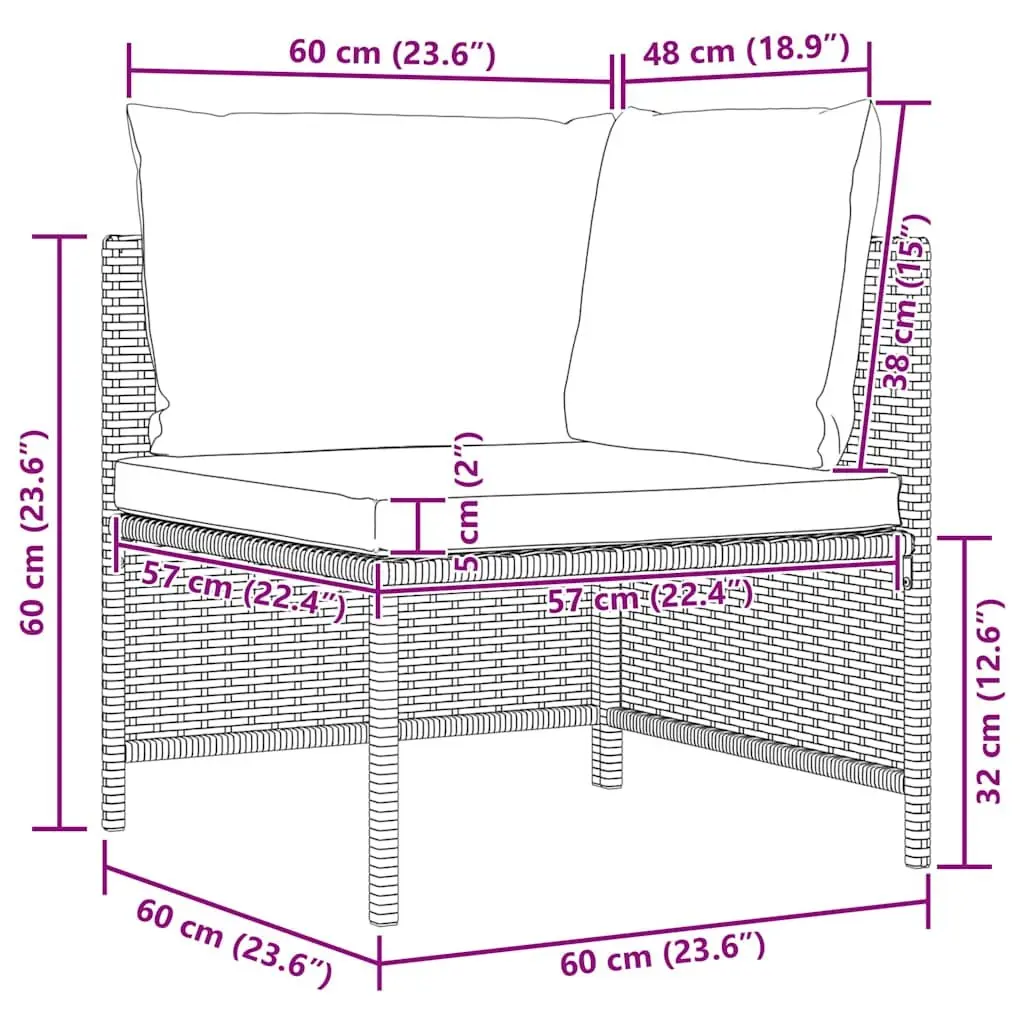 Garden Lounge Set Poly Rattan 4 Piece Outdoor Patio Sofa Set Grey